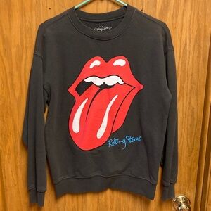 The Rolling Stones Charcoal Sweatshirt with Red Tongue Logo Size Medium